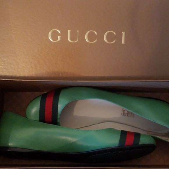 Gucci green striped flats - Picture 3 of 6